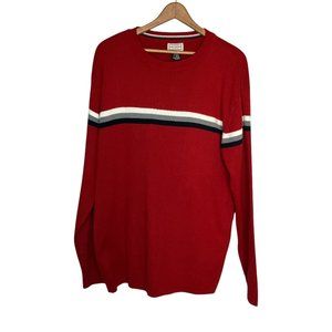 Vintage 90s 00s Y2K Arizona L Red White Black Stripe Knit Pullover‎ Crew Sweater